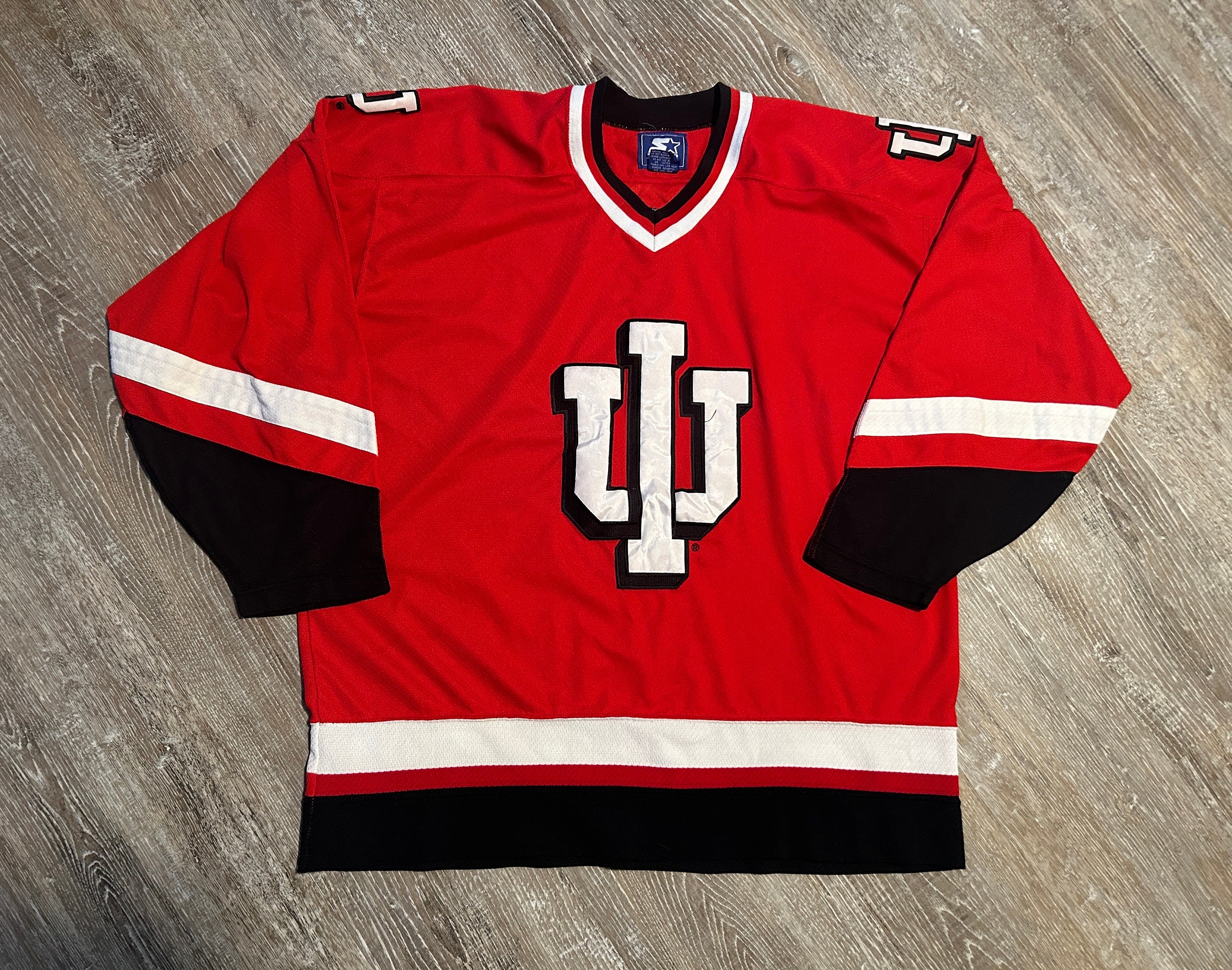 Vintage 90s Indiana Hoosiers IU Hockey Jersey Starter Red SEWN 