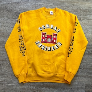 Vintage 80s United States Army Crewneck Sweatshirt Combat Engineer Russell Athletic USA