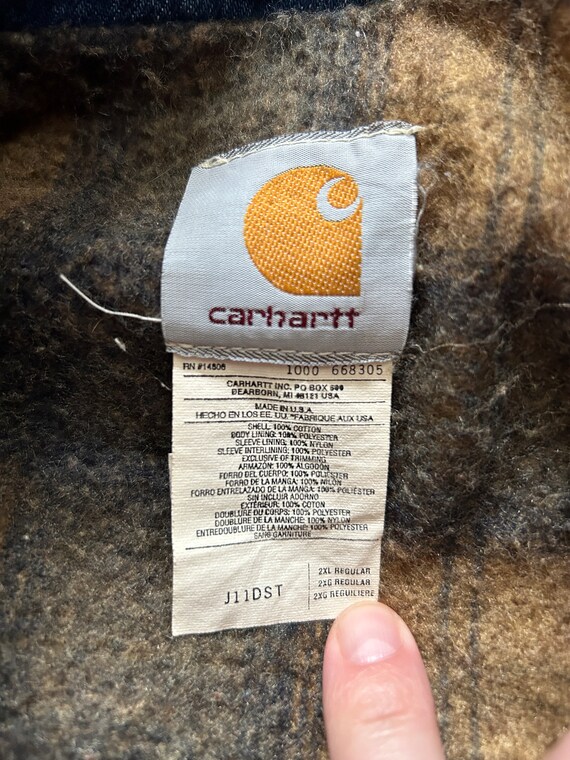 VINTAGE Carhartt Jacket 2XL Blue Denim Blanket Lined Jean