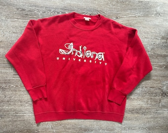 VTG 90s Indiana HOOSIERS Crewneck Sweatshirt Graffiti Scribble logo