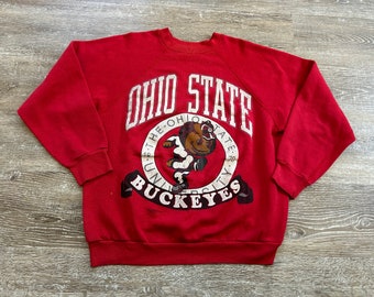 Vtg 80s Ohio State Buckeyes Crewneck Sweatshirt University logo Faded Mascot