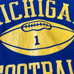 Vintage 70s/80s Michigan Wolverines Football Russell Athletic Jersey Knit T-Shirt Sz L/M image 6