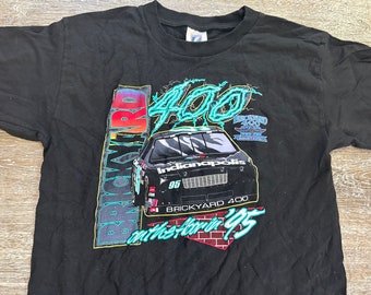 Vintage 1995 Nascar Graphic T Shirt Brickyard 400 Indianapolis 90s XS Black