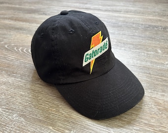 Gatorade Vintage 90s logo Baseball Hat Y2K Strapback Black Covee Promo