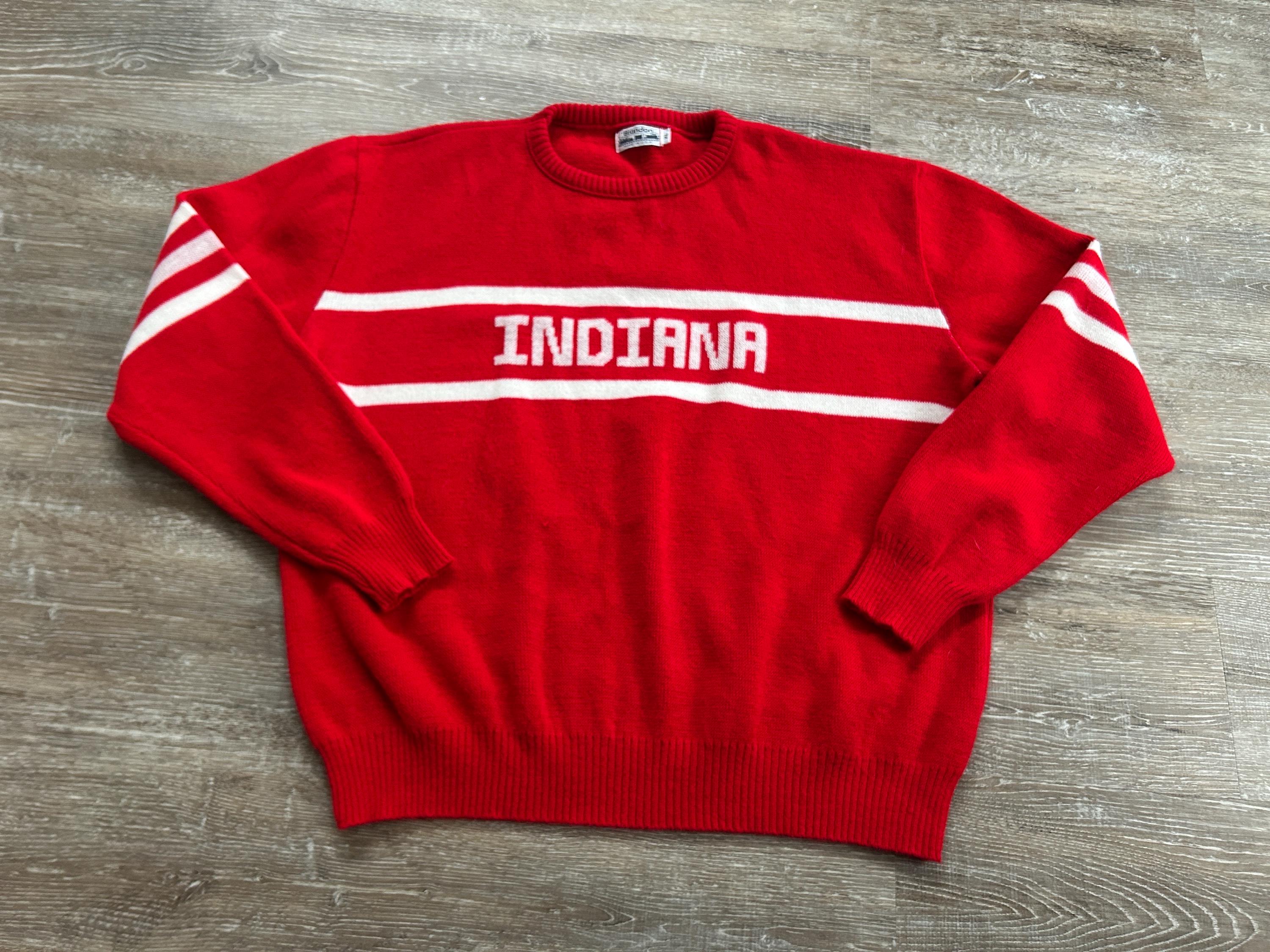 Vtg 80s Indiana Hoosiers Knit Bobby Knight Sweater IU Acrylic Brandon M/L Basketball