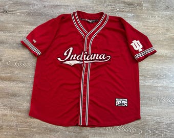 Vtg 2000s Indiana Hoosiers IU Script Baseball Jersey Steve & Barry’s Embroidered y2k XXL