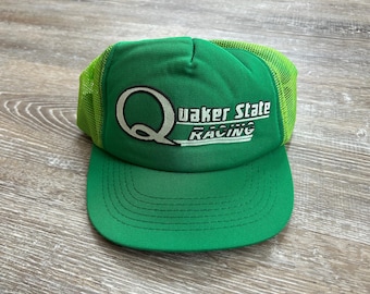 Vintage 80s Quaker Stare Snapback Racing Mesh Trucker Hat nascar IndyCar Oil