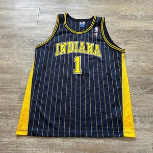 Vtg 90s Champion Jersey Indiana Pacers NBA Pinstripe #1 Men’s Large Lance Stephenson