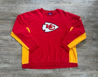 Vtg 2000s Kansas City Chiefs Crewneck sweatshirt Embroidered Reebok 2XL NFL y2k