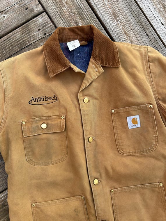 Vintage 1993 Carhartt Jacket Duck Canvas Quilt Lined Barn Chore
