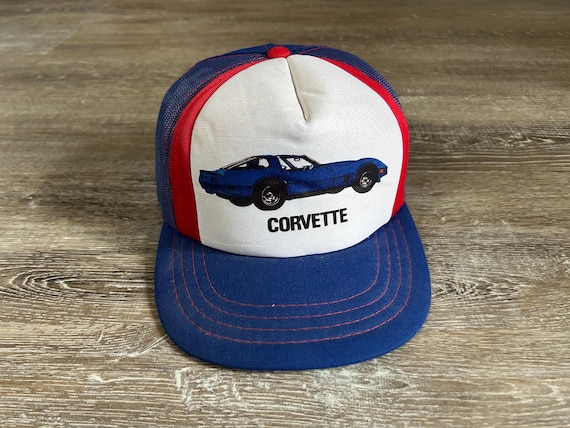 Vintage 80s Chevrolet corvette Hat Snapback Racing Meah Trucker Chevy Car
