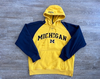 VTG 2000er Jahre MIMichigan Wolverines bestickter Hoodie Sweatshirt NIKE Center Swoosh