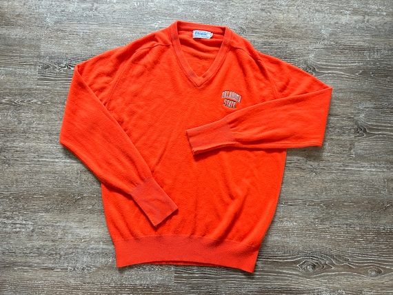 Vintage 80s Oklahoma State Cowboys V Neck Sweater… - image 1