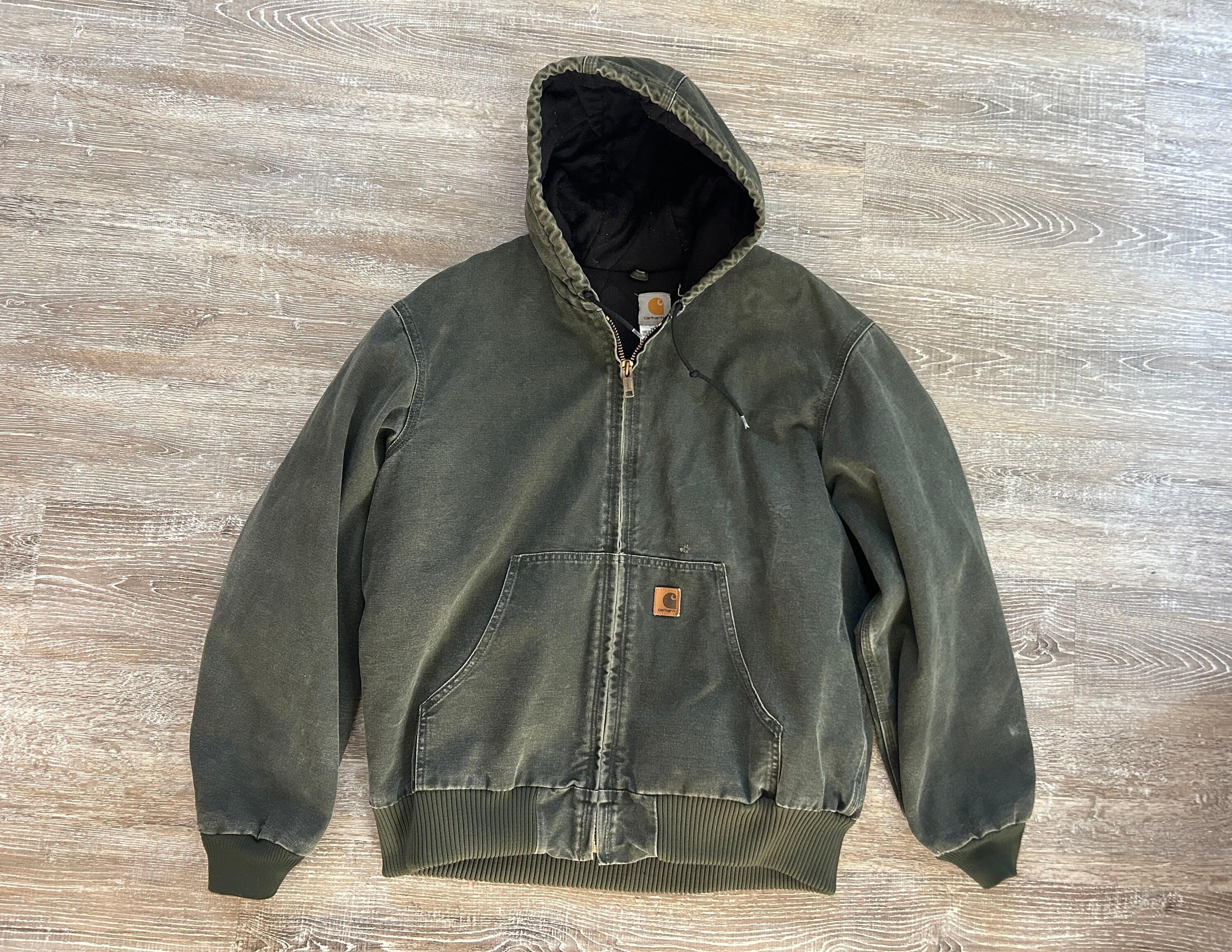 VTG 2000s Carhartt J130 MOS Green Hooded Full Zip Lined Duck VTG 2000s Carhartt J130 MOS Green Hooded Full Zip Lined Duck