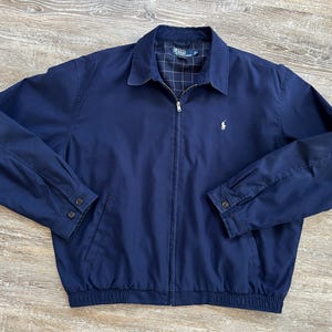 Vtg 90s POLO Golf Ralph Lauren Full ZIP Bomber Jacket Harrington