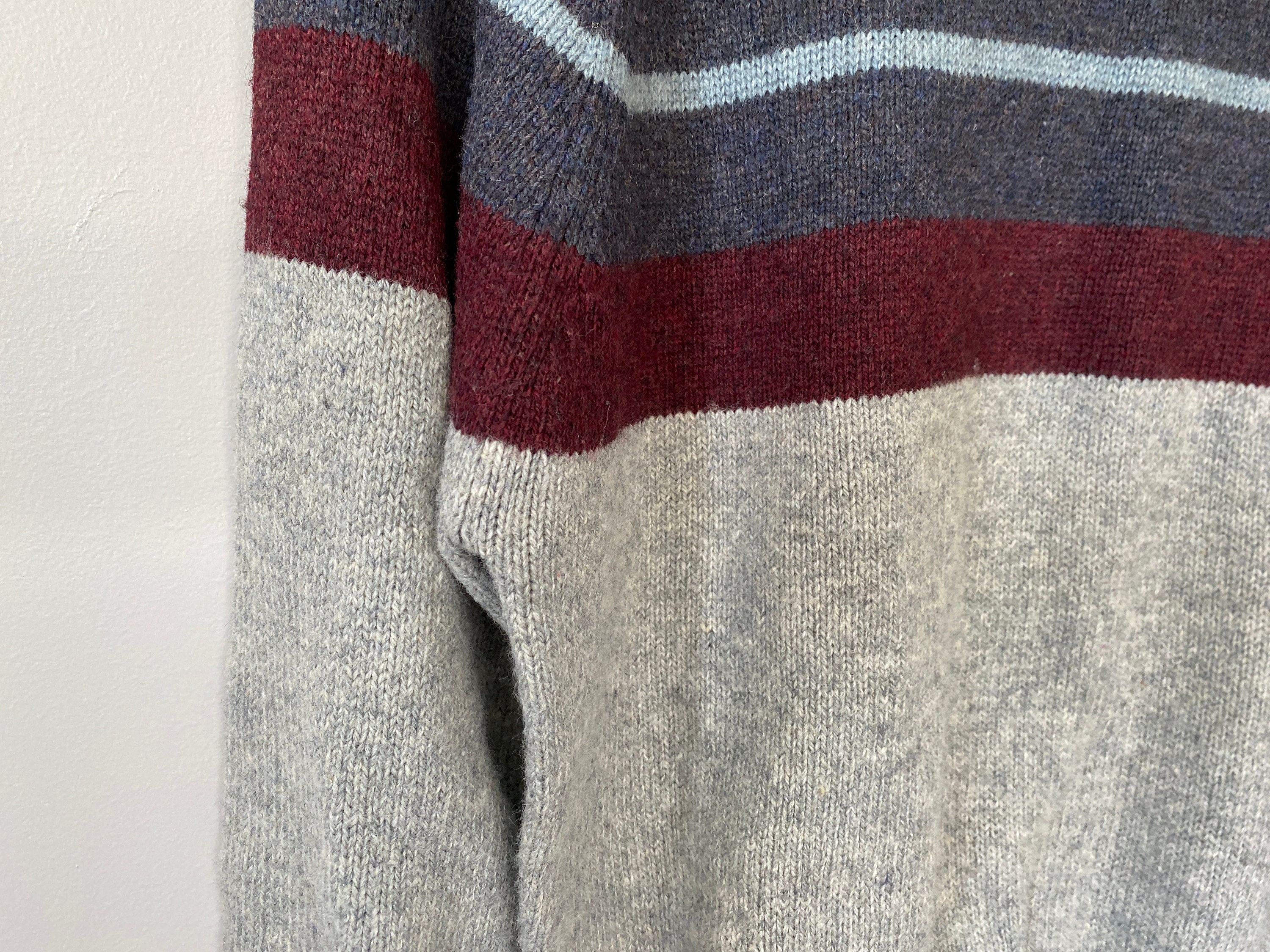 Vintage 80s Izod Lacoste Sweater Wool Blend Gray Striped Croc Gator ...