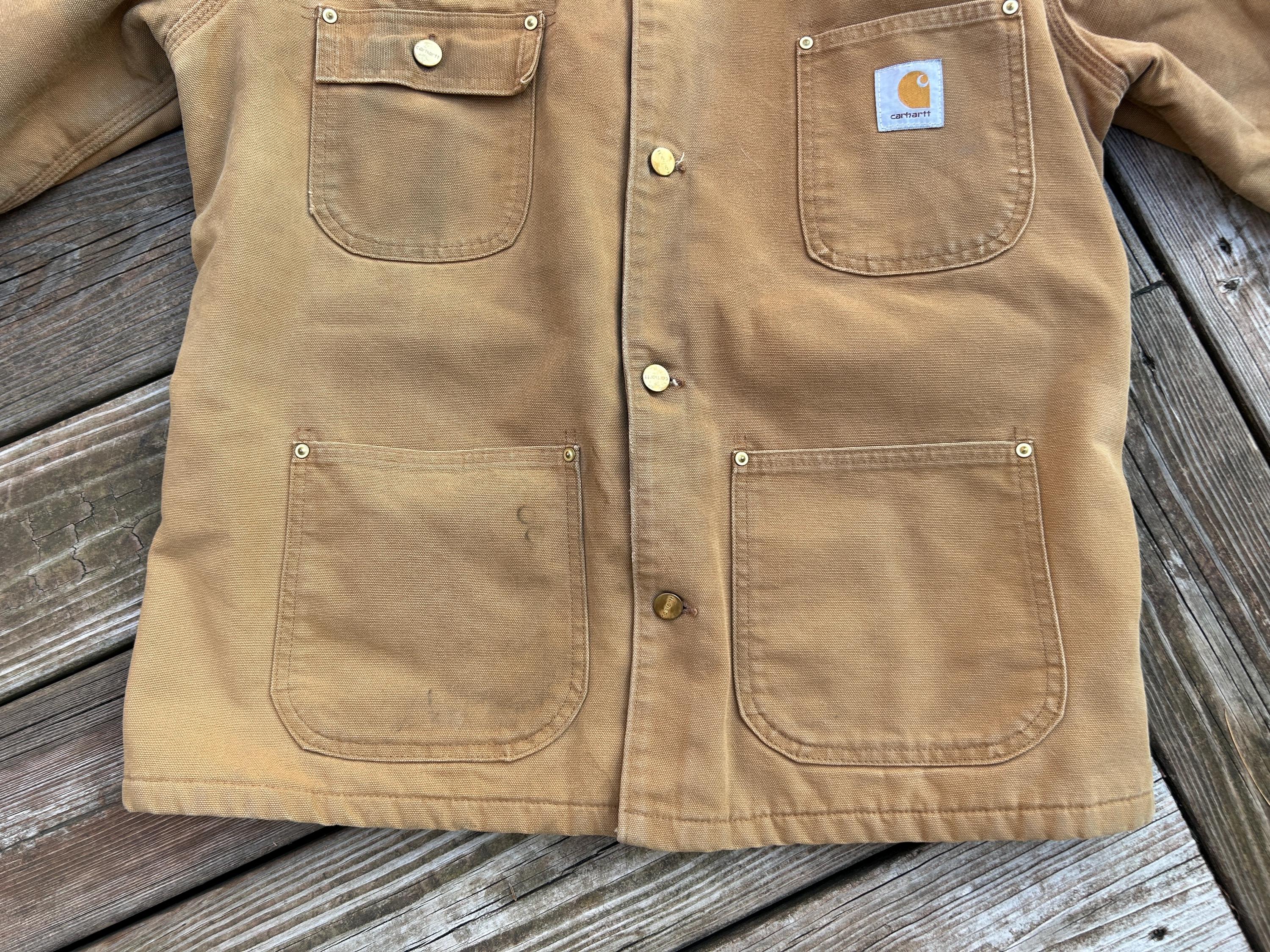 Vintage 1993 Carhartt Jacket Duck Canvas Quilt Lined Barn Chore