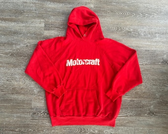 Vtg 80s FORD Motorcraft Hoodie Sweatshirt Racing USA Velva Sheen S/M NASCAR