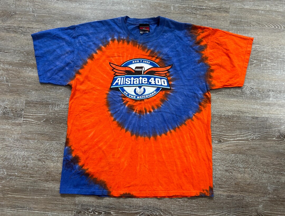 Vtg 2005 NASCAR Brickyard 400 Racing T-shirt Tie Dye All Over ALLSTATE ...