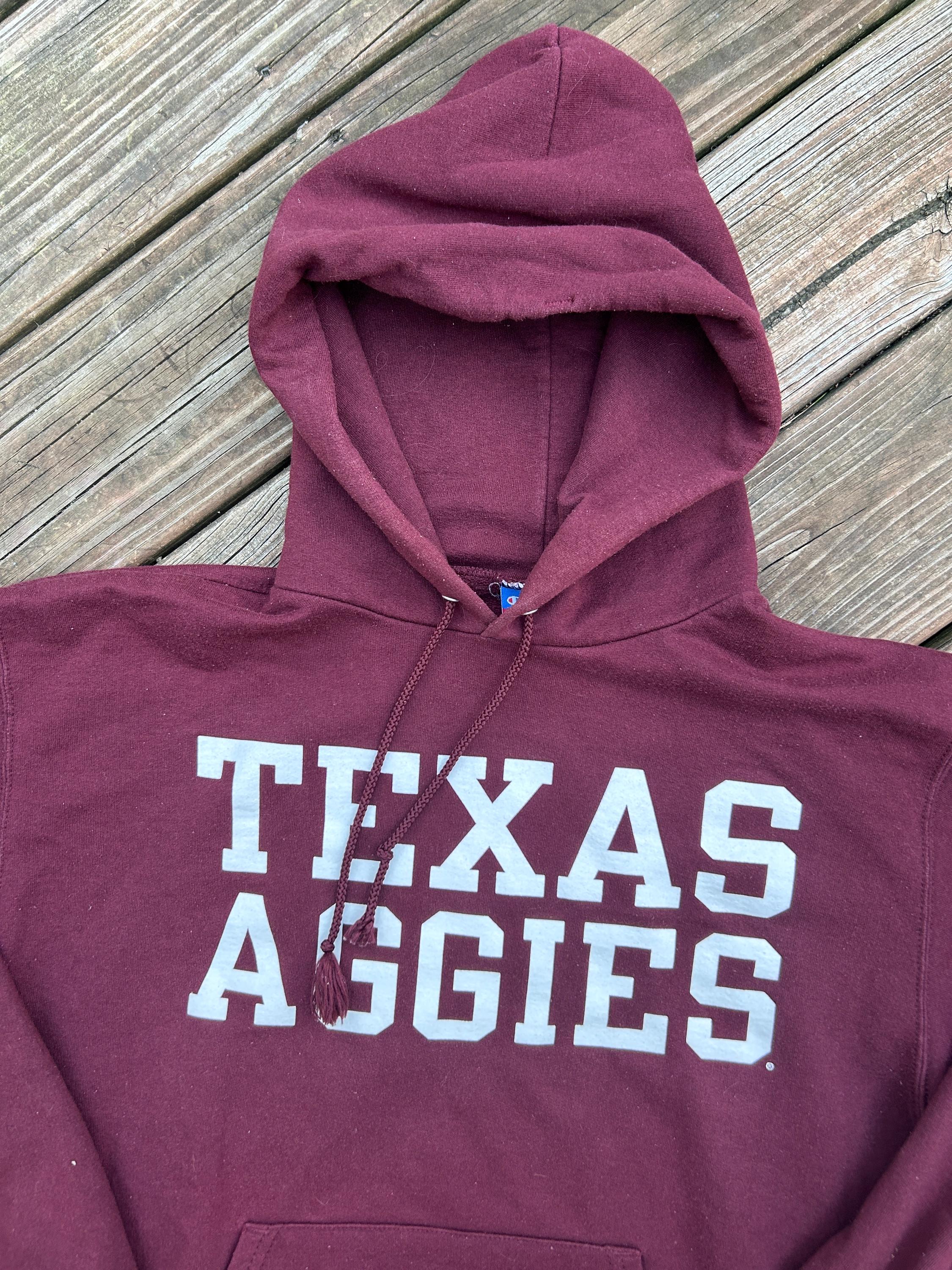 Vtg 90s Champion Texas A&M Aggies Hoodie Sweatshirt Spellout University ...