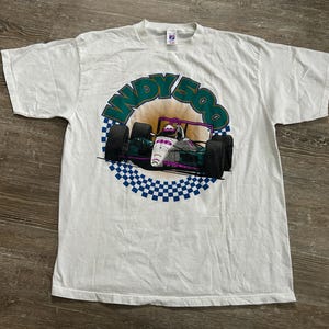 Vtg 90s Indianapolis 500 Racing T Shirt IndyCar Motor Speedway Logo 7 XL/L
