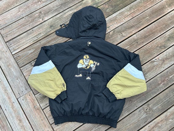 Vtg 90s Purdue Boilermakers Full Zip Jacket Puffer Hooded Pro