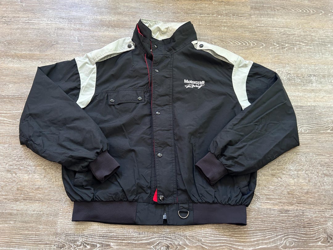 Vtg 90s Ford Racing Full ZIP Jacket Embroidered Nascar Motorcraft ...