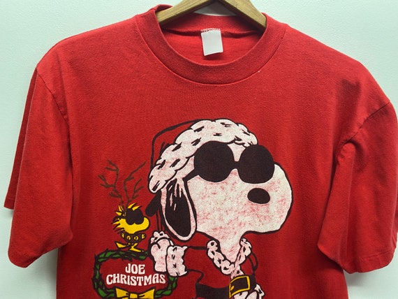 Vintage 80s Snoopy Peanuts Joe Christmas T-shirt Single Stitch