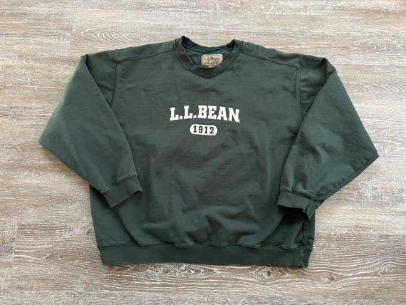 Vtg 2000s LL Bean Crewneck Sweatshirt Embroidered Y2k Distresssed 