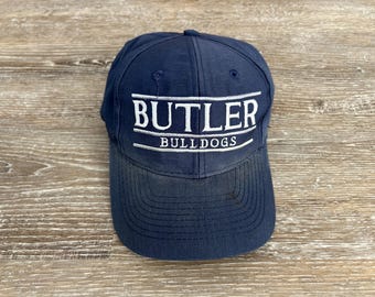 Vtg 90s Faded Worn Butler Bulldogs Snapback Hat The GAME Split Bar