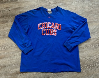 Vintage 2000s Chicago Cubs NIKE Center Swoosh T Shirt long sleeve baseball large