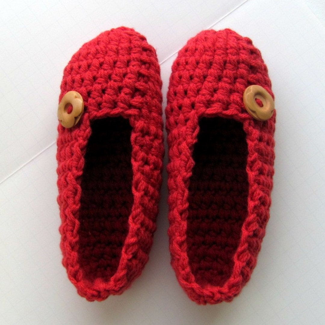 CROCHET PATTERN Slippers ⨯ Ladies Women Girls ⨯ Button Quick Easy ⨯