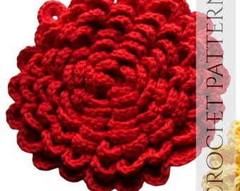 Flower Pot Holder Crochet Pattern PDF, Easy Beginner Crochet, Cottagecore Kitchen Decor, Floral Hot Pad Pattern