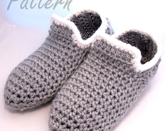 CROCHET PATTERN slippers ⨯ men boys ⨯ loafers ⨯ worsted weight yarn ⨯ thick quick easy ⨯ PDF download ⨯ Man Cave Slippers by Warm and Woolly