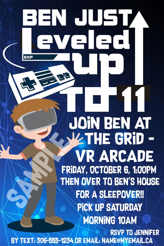 virtual reality vr birthday party invitation etsy