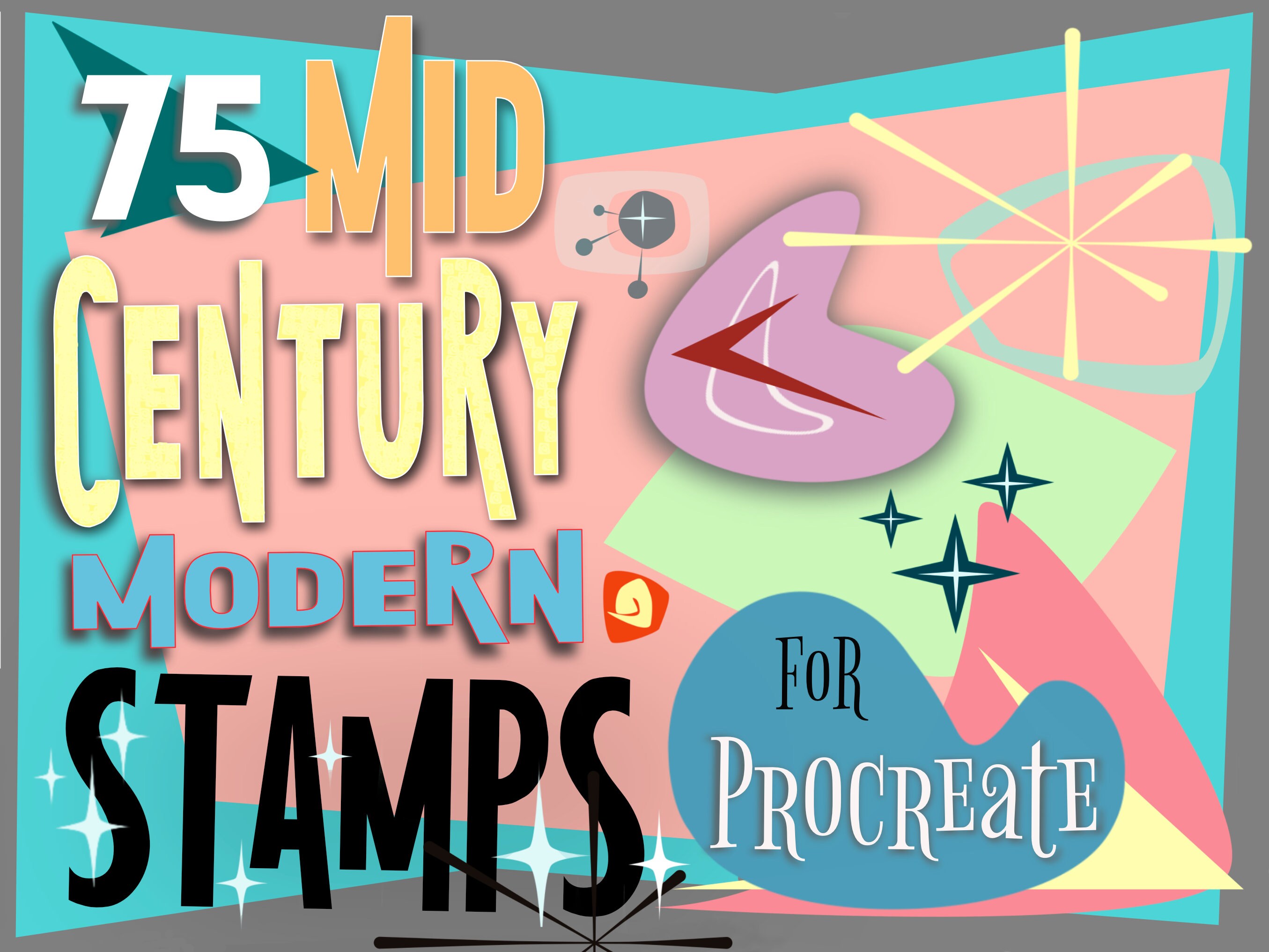 Procreate Mid Century Modern Stamp Pack MCM Procreate Stamp Etsy