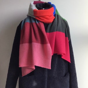 Wool Scarf/Wrap - Handcrafted in Greenwich London in British Spun Lambwool - Multicoloured Stripe
