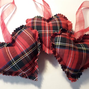 Plaid Decorations. Room Decorations. Cotton. Handmade in Scotland. Set of 3. Royal Stewart Tartan / Plaid   4"×3"