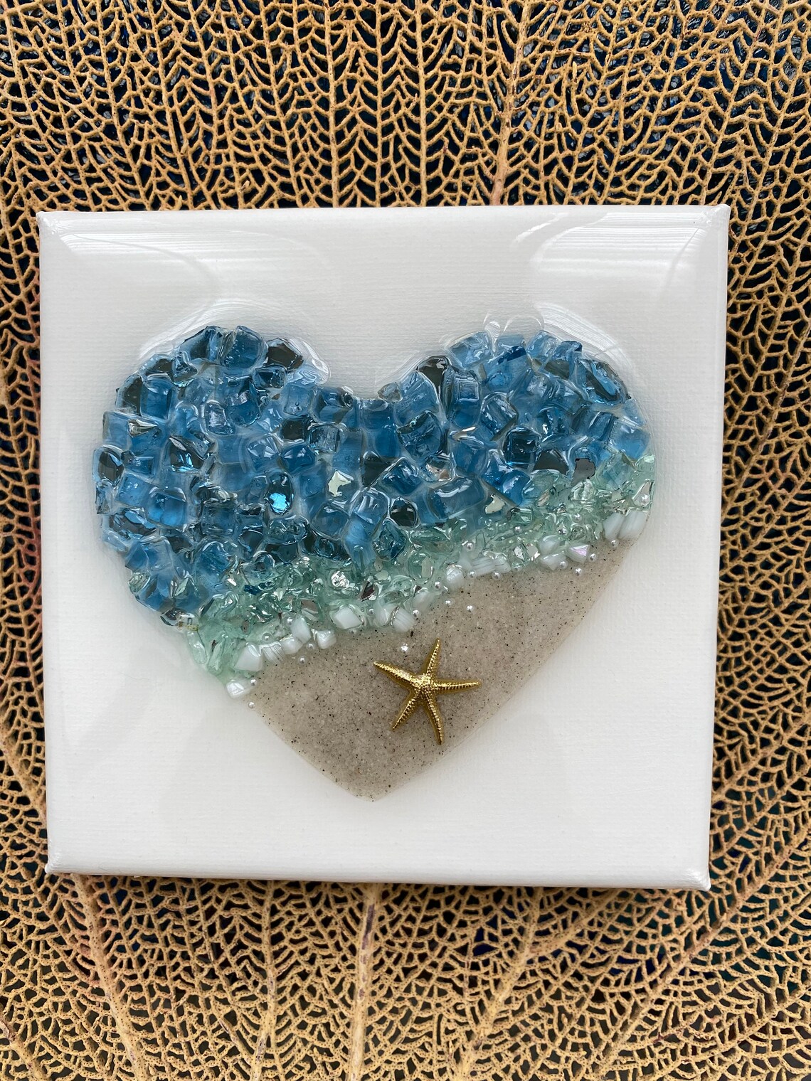Beach Love Crushed Glass Beach Wall Art Coastal Wall Art Etsy