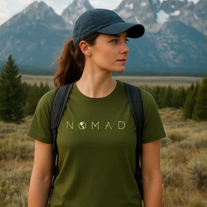 Camiseta unisex de manga corta para nómadas: viajero, explorador, aventura y vacaciones imagen 3