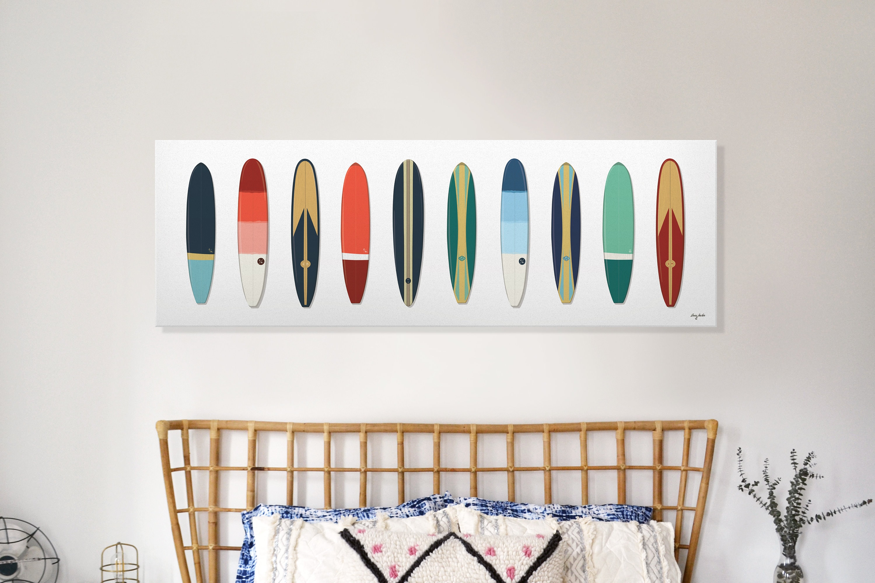 Vintage Raglan Surfboard Ombre Blue or Red Illustrated Print. Etsy