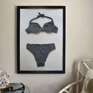 Vintage Plaid Gingham Bikini Bathing Suit Framed, one of a kindPerfect for your Beach or Lake House image 1