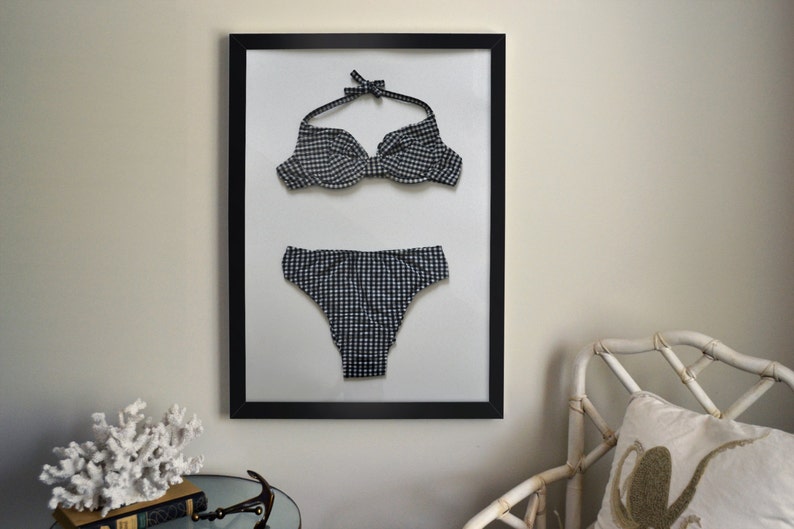 Vintage Plaid Gingham Bikini Bathing Suit Framed, one of a kindPerfect for your Beach or Lake House image 1