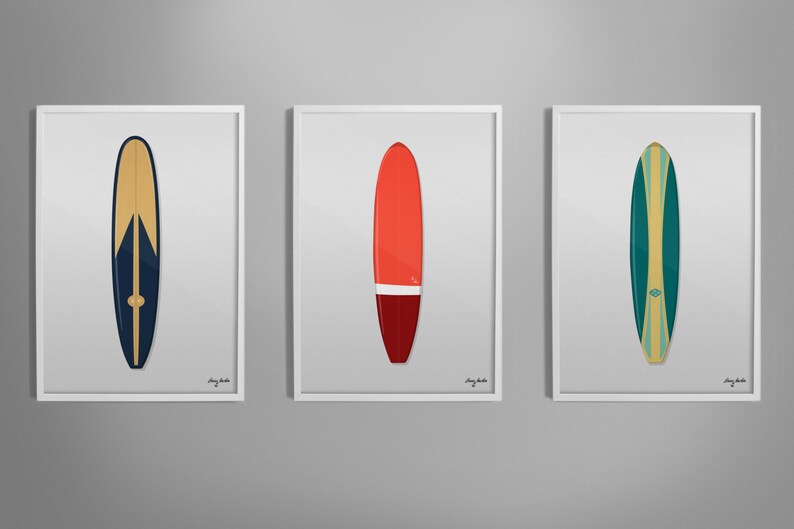 Vintage Tofino Surfboard Illustrated Print. Summer Etsy