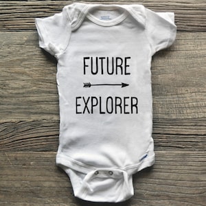 SALE! Future Explorer Adventure Baby Onesie Bodysuit. Kid, Baby Shower, Announcement, Outfit, Hiking, Outdoors, Unique, one of a kind