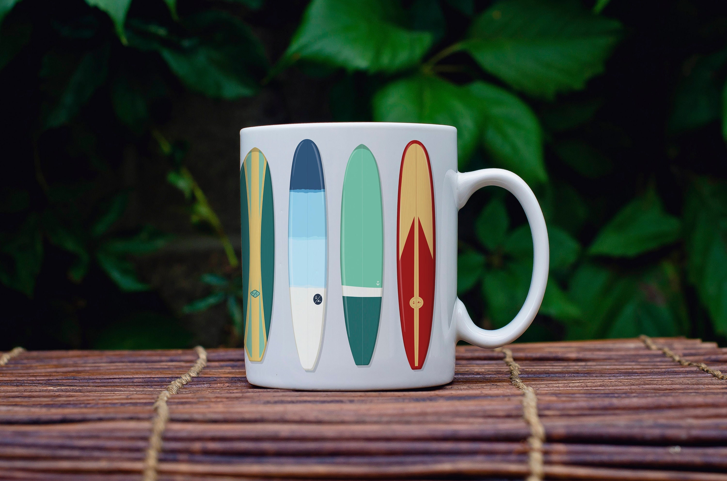 Vintage Surfboard Collection Ceramic Mug - Beach Lover Gift