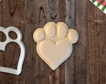 ハート型犬の足跡クッキーカッター、足跡プリントフォンダンカッター、カップケーキトッパー、動物の犬のおやつプリント、ジンジャーブレッドビスケットカッターギフト