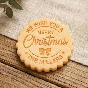 Personalized Custom Merry Christmas Cookie Stamp With Your Family Name Fondant Embosser Cupcake Topper Gingerbread Biscuit Cutter Set Gift
