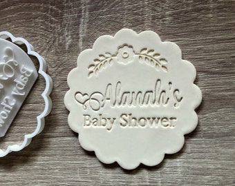 Custom Personalized Baby Shower Stamp Fondant Embosser Treats Cupcake Topper Gingerbread Biscuit Cutter Set Gift