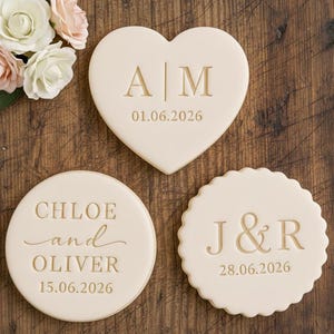 Custom Bruiloft Cookie Stempel Gepersonaliseerde Fondant Biscuit Embosser Bakken Tool Party Favor Verjaardag Aandenken